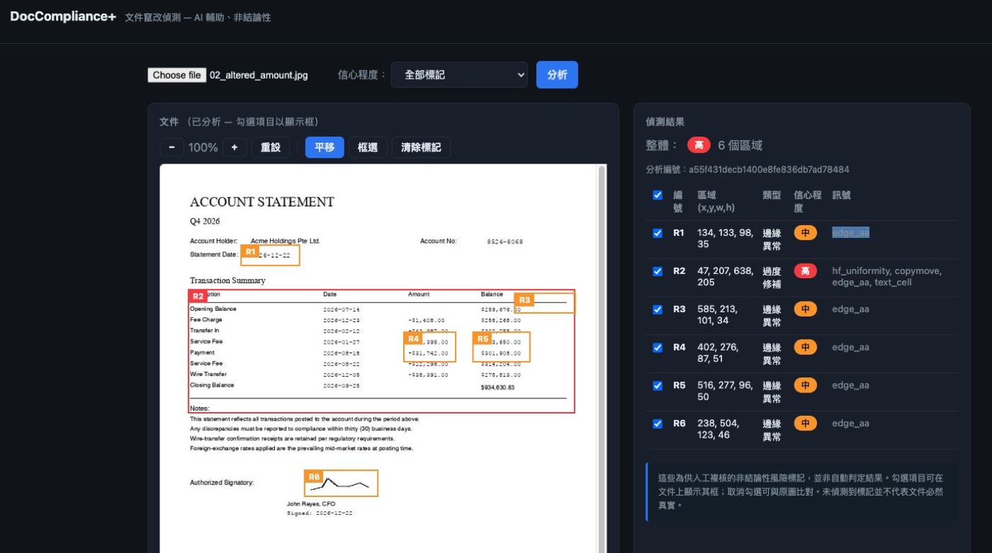 DocCompliance+ — AI-assisted document tamper detection